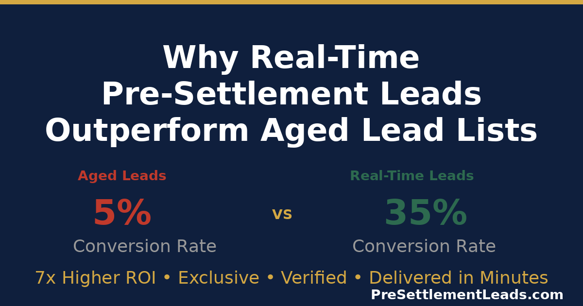 Why Real-Time Pre-Settlement Leads Outperform Aged Lead Lists